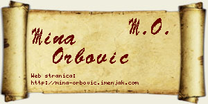 Mina Orbović vizit kartica